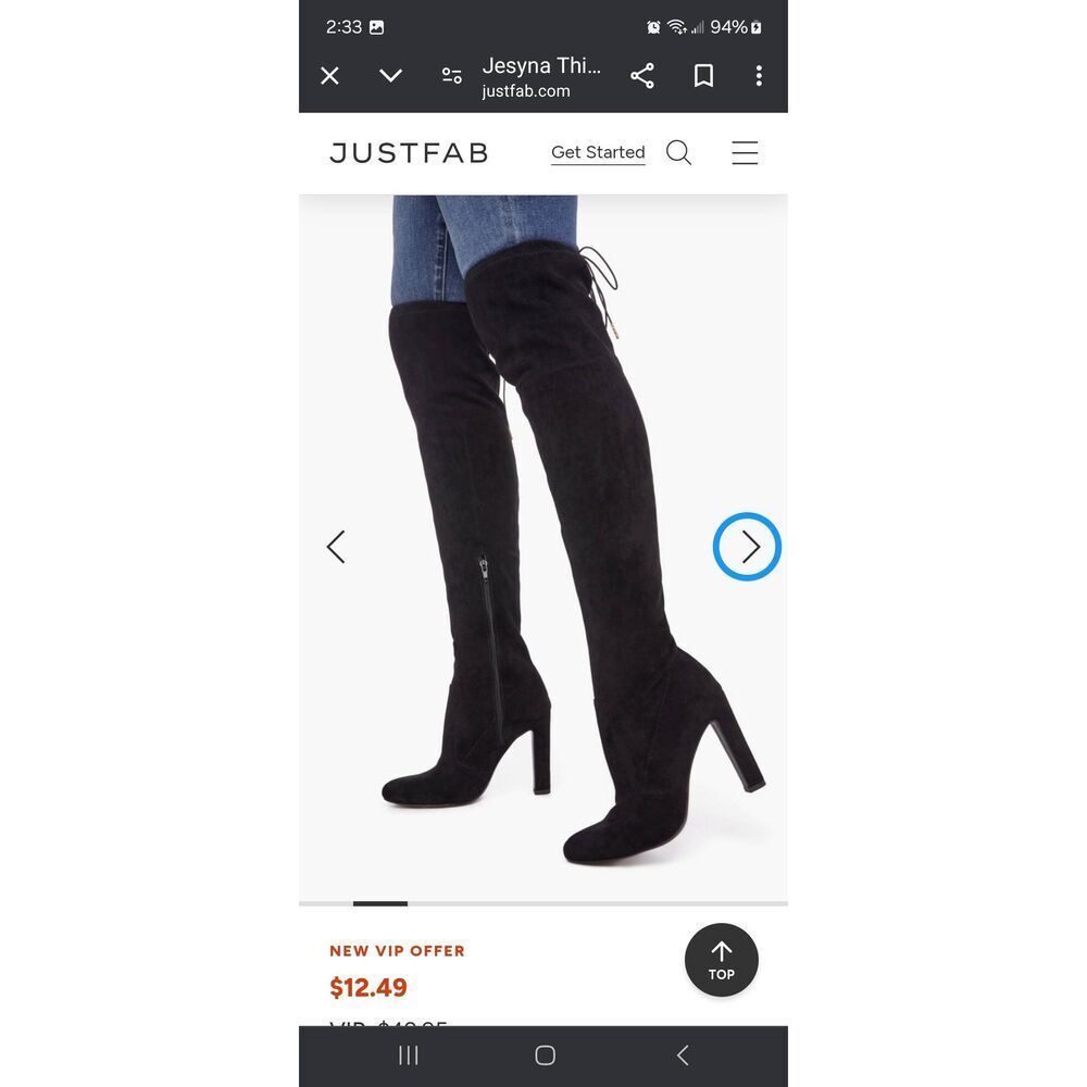 New 9E JustFab Black Jesyna Chunky High Heel Over the Knee Thigh High Boots